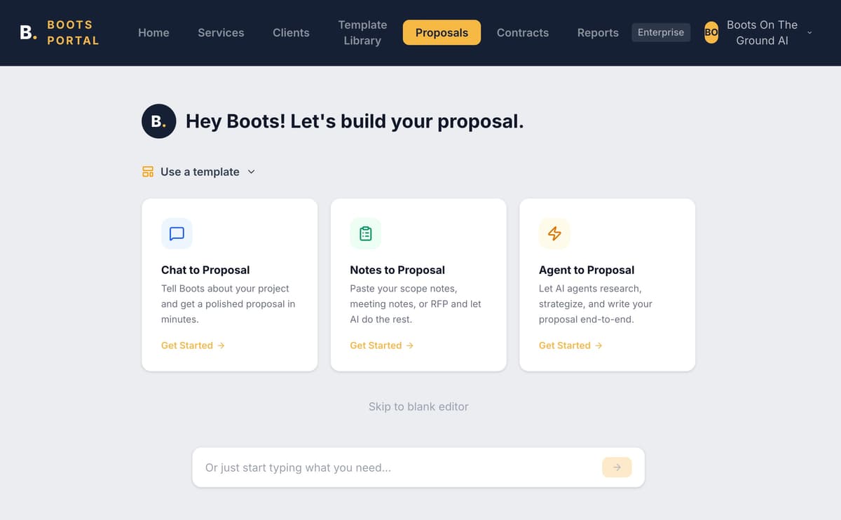 Chat to Proposal dashboard